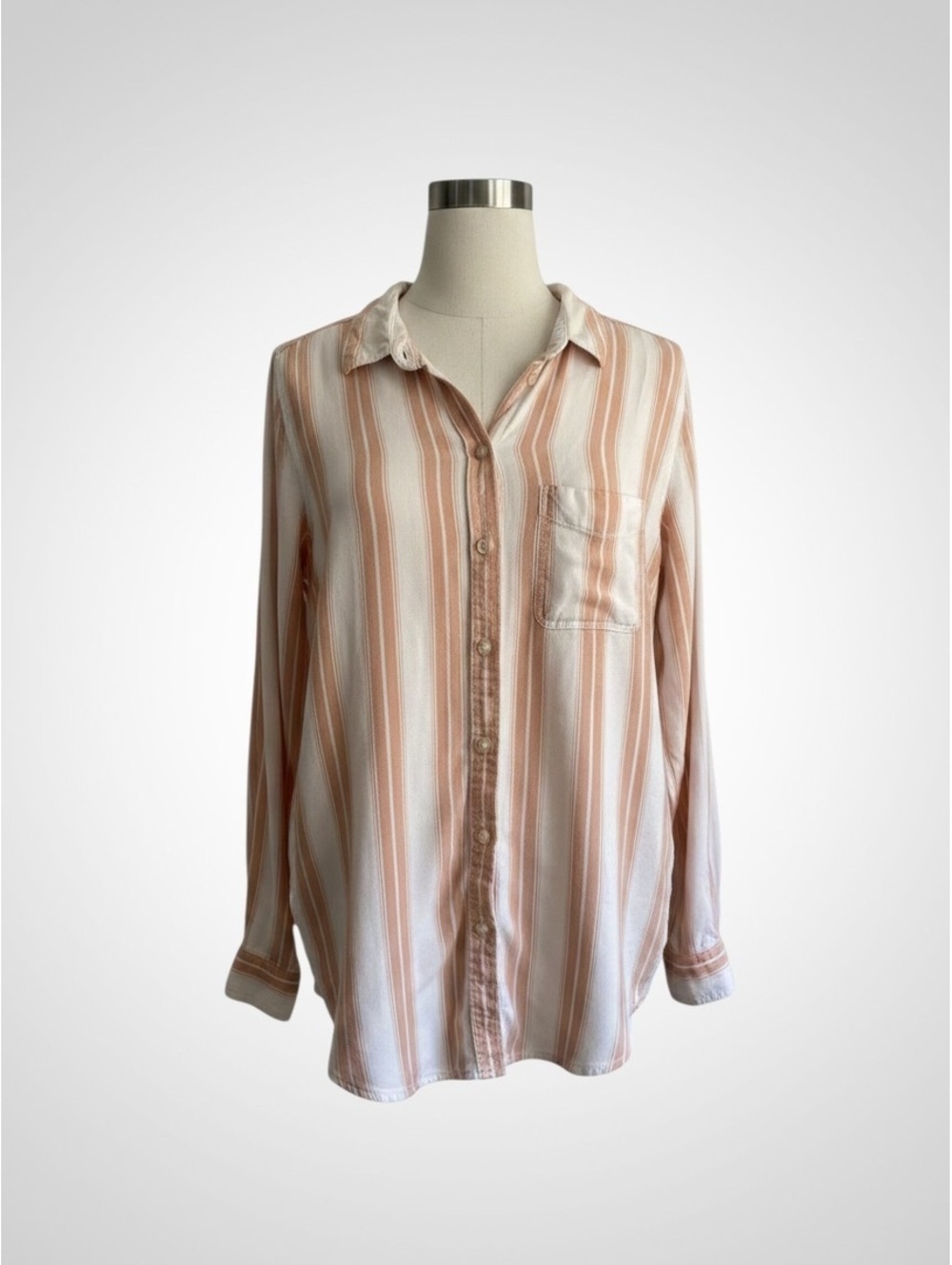 American Eagle pink striped button-front shirt